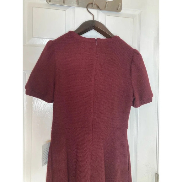 Gal Meets Glam Fit & Flare Burgundy Red Dress NWT Micro Rib Knit Short-Sleeve - Picture 14 of 16
